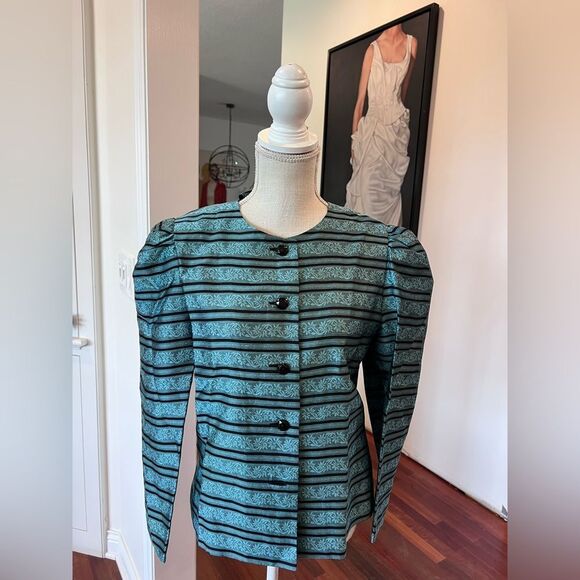 Givenchy Teal and Black Striped Blazer - Picture 3 of 7